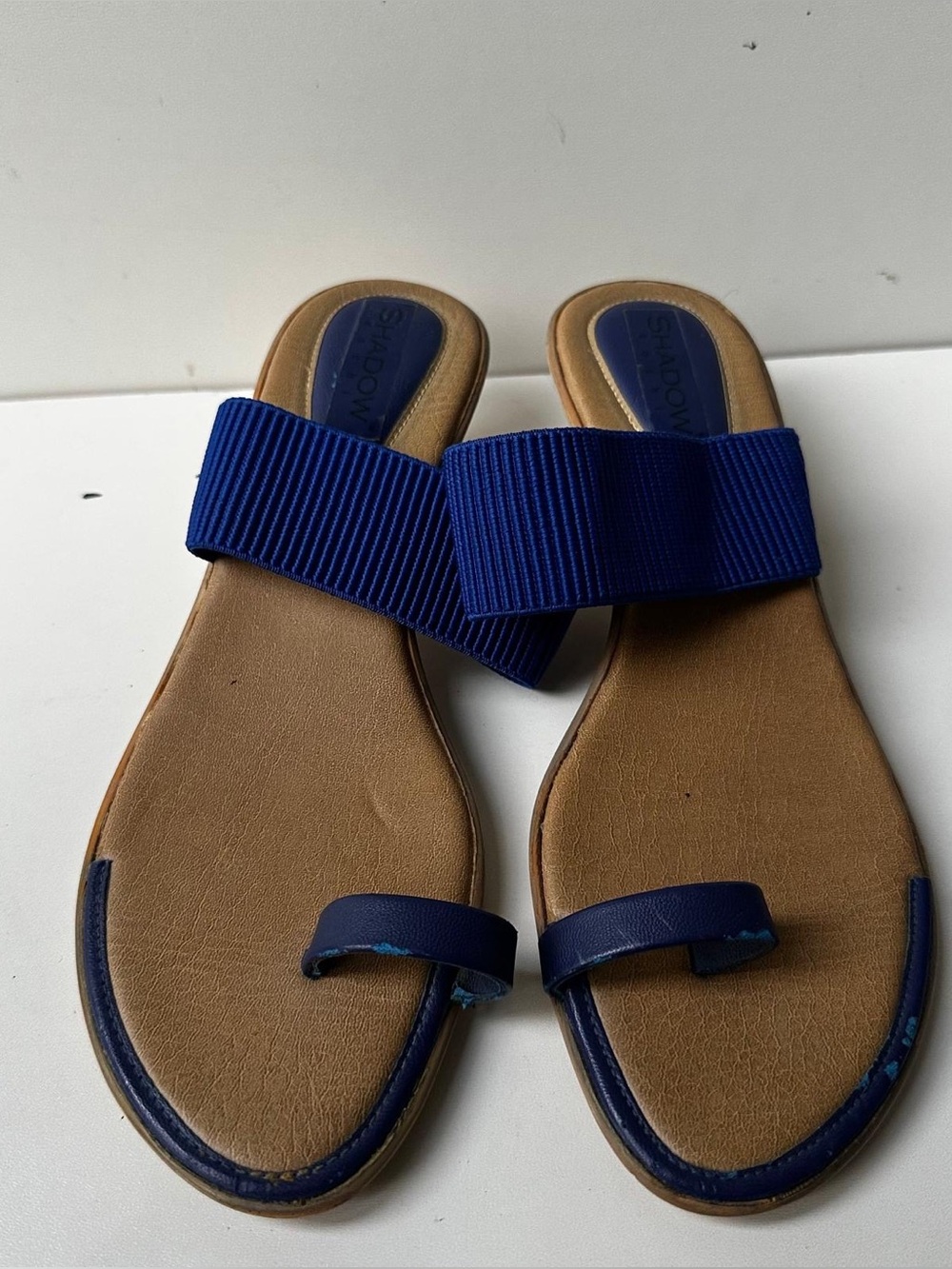 Shadow pari Blue Women's Kitten Heel Toe Ring Sandals Slide Shoes size 8.5